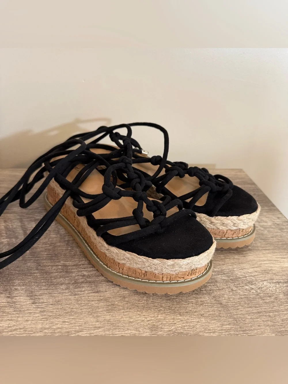 Nasty Gal Black Faux Suede Platform Sandals Women’s Size 9 US 7 UK 40 EU